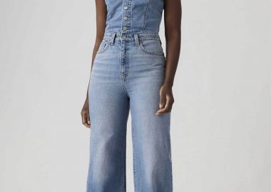 Levi's® γυναικεία denim ολόσωμη φόρμα αμάνικη πεντάτσεπη Slim Fit - 0002R0001 Denim Blue Ανοιχτό - LEVI'S - 