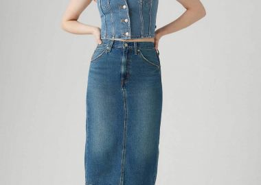 Levi's® γυναικεία midi φούστα denim ψηλόμεση πεντάτσεπη Slim Fit - 001VH0006 Denim Blue - LEVI'S - 