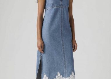 Levi's® γυναικείο denim midi φόρεμα με λεπτές τιράντες Standard Fit 