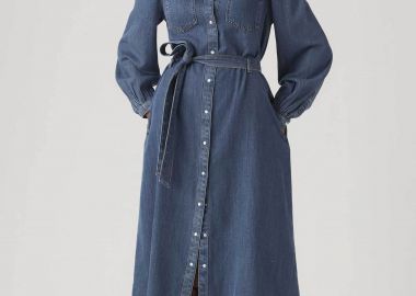 Levi's® γυναικείο denim midi φόρεμα σεμιζιέ με ζώνη Standard Fit 