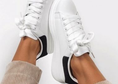 ΛΕΥΚΑ ΜΕ ΜΑΥΡΟ SNEAKERS-CAMELIA - sense-shop - 