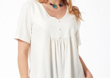 ΛΕΥΚΗ ΜΠΛΟΥΖΑ ΜΕ ΣΟΥΡΑ ΚΑΙ ΚΟΥΜΠΙΑ - Anna Raxevsky - 