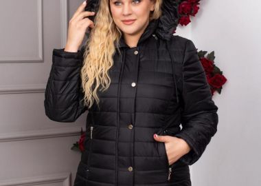 LIANA γυναικείο καπιτονέ μπουφάν με κουκούλα (BIGSIZE) - SOU - 