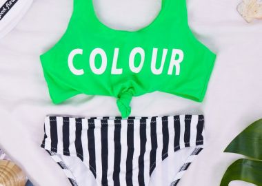 LIGHT GREEN COLOR STRIPPED BIKINI -  - 