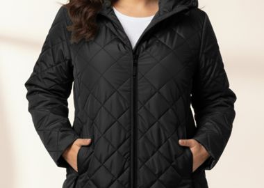 Light μακρύ μπουφάν με κουκούλα σε μαύρο χρώμα -  - 