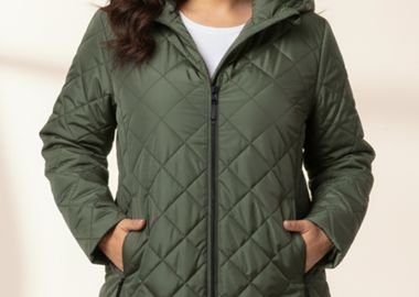 Light μακρύ μπουφάν με κουκούλα σε μέντα χρώμα -  - 