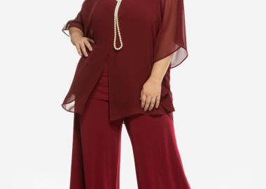 Light παντελόνα φαρδιά σε μπορντώ χρώμα -  - 