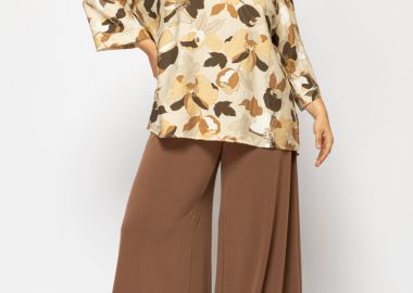 Light παντελόνα φαρδιά σε σοκολά χρώμα plus size -  - 