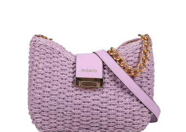 Λιλά πλεκτή τσάντα ώμου - MIGATO - 