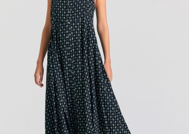 Linen blend εμπριμέ μάξι φόρεμα - FUNKY BUDDHA - 