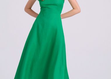 Linen blend midi φόρεμα με ανοιχτή πλάτη - FUNKY BUDDHA - 