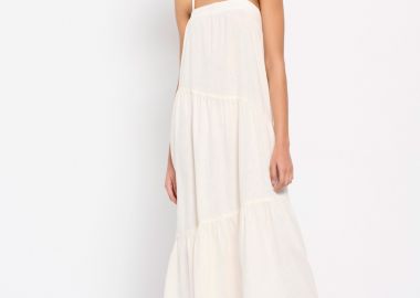 Linen blend μίντι φόρεμα - FUNKY BUDDHA - 