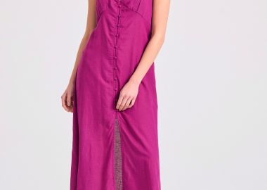 Linen blend μίντι φόρεμα με ανοιχτή πλάτη - FUNKY BUDDHA - 