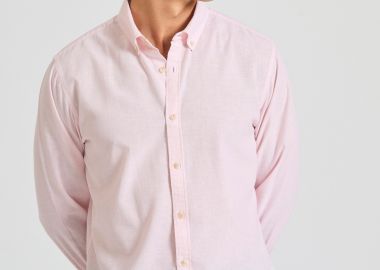 Linen blend πουκάμισο σε μελανζέ ύφανση - FUNKY BUDDHA - 