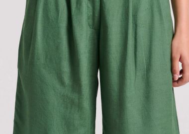 Linen blend ψηλόμεσο σορτς με διπλή πιέτα - FUNKY BUDDHA - 