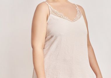 Lingerie τοπ washed ανάγλυφο με δαντέλα -  - 