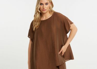 Λινή μπλούζα με layered σχέδιο - MAT FASHION - 