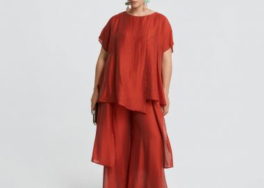 Λινή μπλούζα με layered σχέδιο - MAT FASHION - 