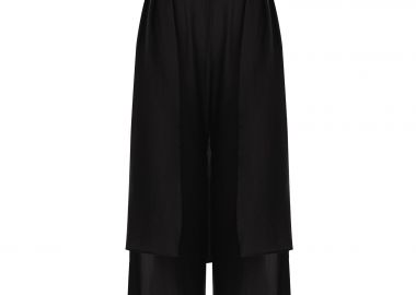 Λινή wide-leg παντελόνα με layered σχέδιο - MAT FASHION - 