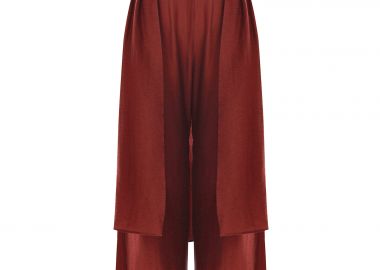 Λινή wide-leg παντελόνα με layered σχέδιο - MAT FASHION - 