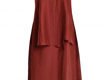 Λινό αμάνικο φόρεμα με layered σχέδιο - MAT FASHION - 