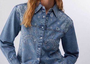Liu Jo γυναικείο denim πουκάμισο με στρας Regular Fit - UA6145D0313 Denim Blue - LIU JO - 