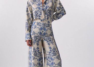 Liu Jo γυναικείo παντελόνι με all-over print Wide Leg - CA6230TS555 Εκρού - LIU JO - 