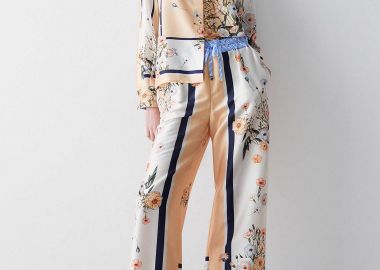 Liu Jo γυναικείo παντελόνι με floral print Wide Leg - WA6358T2555 Λευκό - LIU JO - 