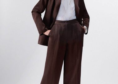 Liu Jo γυναικείo παντελόνι με σατέν υφή Wide Leg - CA6147T450A Καφέ - LIU JO - 