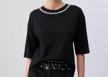 Liu Jo γυναικείο T-shirt με στρας Relaxed Fit - WA6128JS904 Μαύρο - LIU JO - 