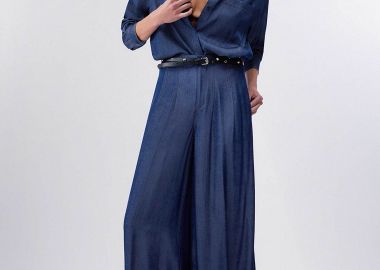 Liu Jo γυναικείo τζιν παντελόνι chambray Flared Fit - UA6273D4894 Denim Blue Σκούρο - LIU JO - 
