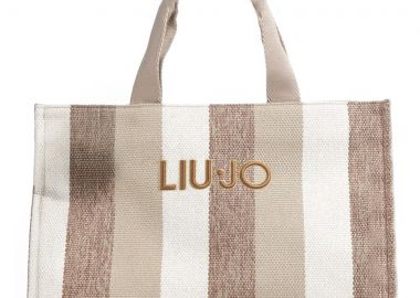 LIU JO μπεζ shopping bag TOTE STRIPES - Liu Jo - 