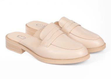 Loafers εξώφτερνα με χοντρό τακούνι - Μπεζ - Issue - 