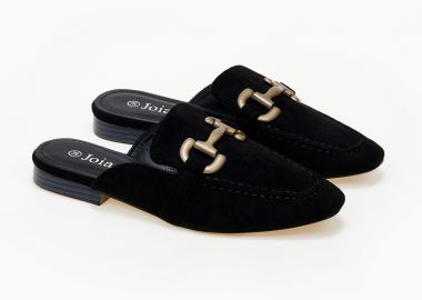 Loafers εξώφτερνα με suede υφή - Μαύρο - Issue - 