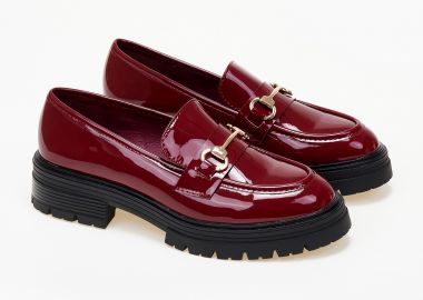 Loafers λουστρίνι με αγκράφα - Μπορντώ - Issue - 