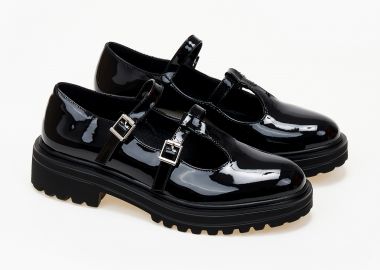 Loafers λουστρίνι με διπλή μπαρέτα - Μαύρο - Issue - 