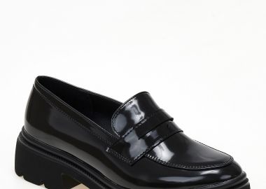 Loafers λουστρίνι με τρακτερωτή σόλα - Μαύρο - Issue - 