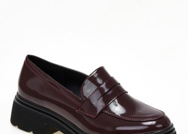 Loafers λουστρίνι με τρακτερωτή σόλα - Μπορντώ - Issue - 