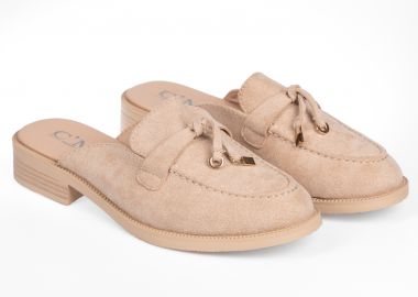 Loafers με χρυσές λεπτομέρειες - Μπεζ - Issue - 