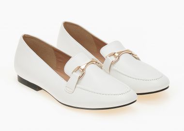 Loafers με χρυσή αγκράφα - Λευκό - Issue - 