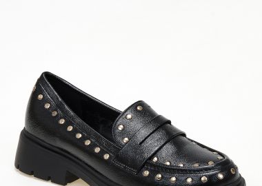 Loafers με διακοσμητικά χρυσά τρούκς - Μαύρο - Issue - 