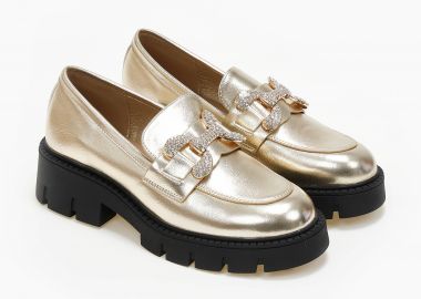Loafers με διακοσμητική αγκράφα - Χρυσό - Issue - 