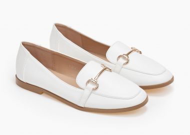 Loafers με διακοσμητική αγκράφα - Λευκό - Issue - 