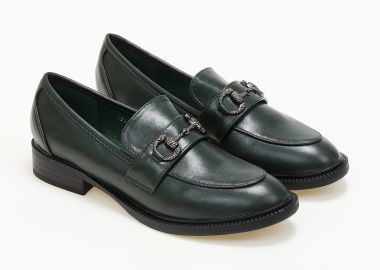 Loafers με διακοσμητική εγκράφα - Πράσινο - Issue - 