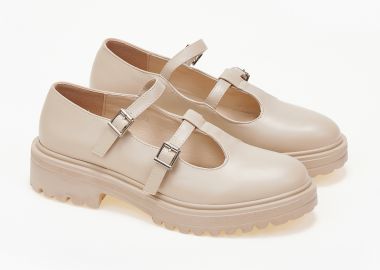 Loafers με διπλή μπαρέτα - Μπεζ - Issue - 