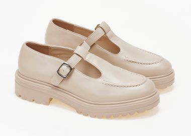 Loafers με μπαρέτα και διακοσμητικό γαζί - Μπεζ - Issue - 