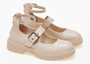 Loafers με μπαρέτες και φερμουάρ - Μπεζ - Issue - 