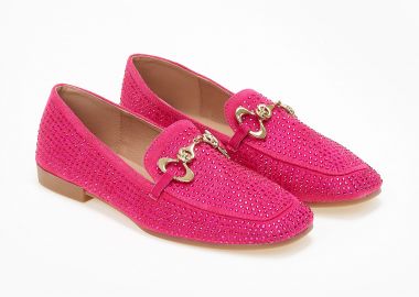 Loafers με strass και μεταλλική λεπτομέρεια - Φούξια - Issue - 