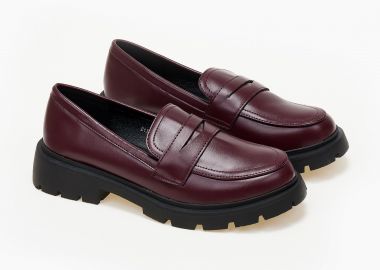 Loafers με τρακτερωτή σόλα - Μπορντώ - Issue - 