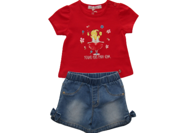 LOLETA ΒΡΕΦΙΚΟ ΣΕΤ ΜΕ ΤΖΙΝ ΣΟΡΤΣ 1161 - κόκκινο ΚΟΚΚΙΝΟ - OEM - 